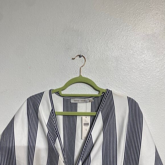 Bishop + Young Navy Striped Twist Front Top Sz S NWT - Picture 3 of 14